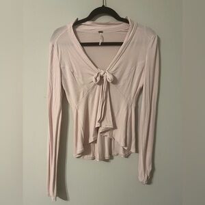 Free People Light Pink Long Sleeve Top